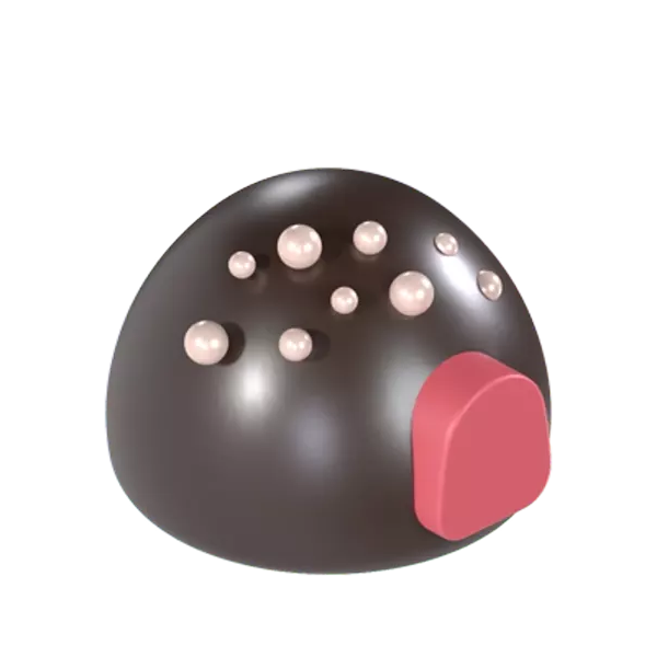 Half Chocolate Ball Vanilla & Strawberry Cream 3D Graphic