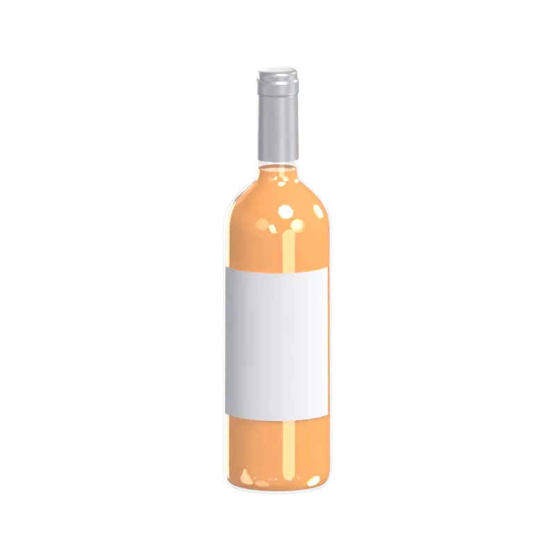 3D White Wine Bottle Model With Grey Cap 3D Graphic
