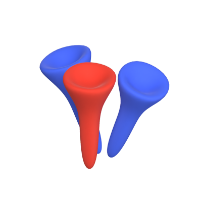 Three Golf Pins 3D Icon 3D Graphic