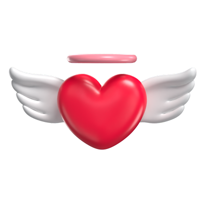 Heart With Wings 3D Illustration For Valentine's Day 3D Graphic