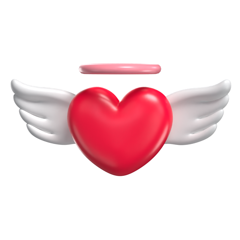 Heart With Wings 3D Illustration For Valentine's Day 3D Graphic