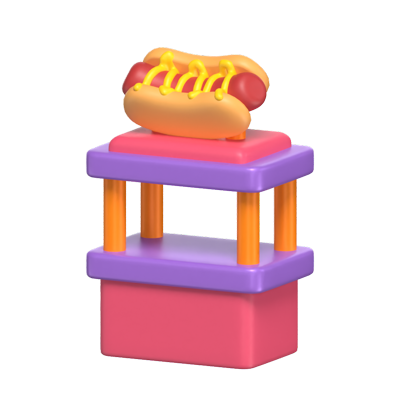 3D Hot Dog Food Stand 3D Graphic