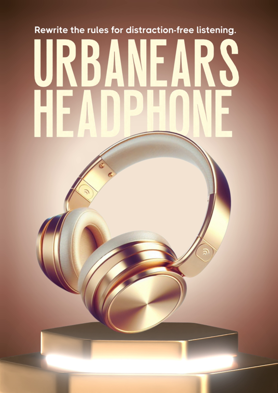 Headphone Podium Display Gold Fancy Luxurious Headset 3D Template