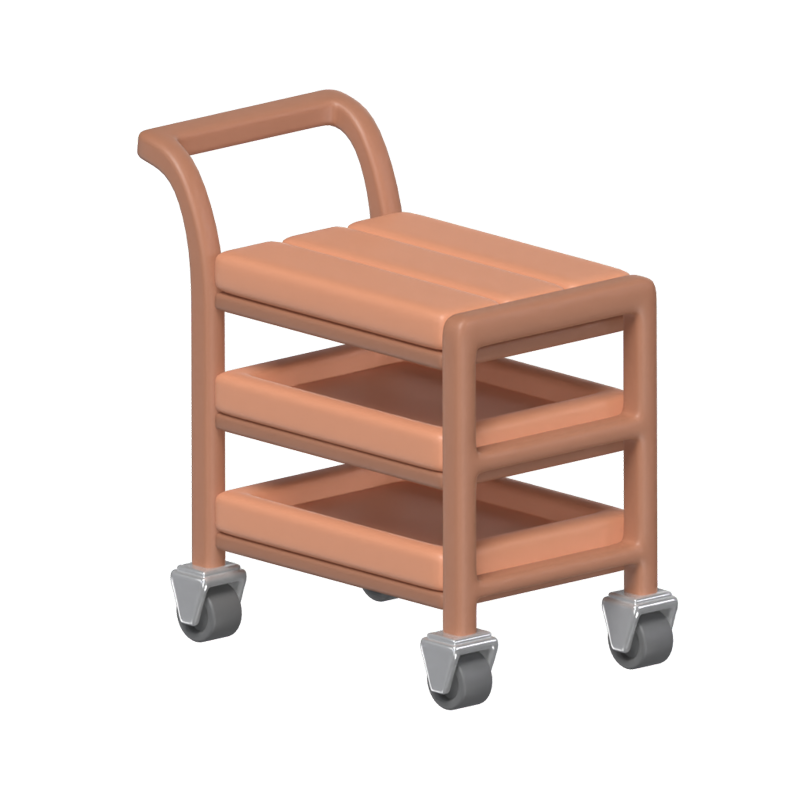 3D Dining Cart With Four Wheels 3D Graphic
