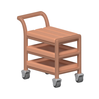 3D Dining Cart With Four Wheels 3D Graphic