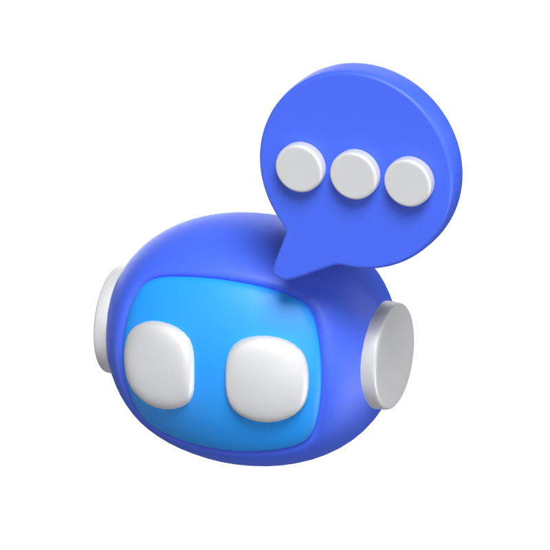 3D Chat Bot Icon Model Illustrated With A Bubble Chat On A Robot Head 3D Graphic