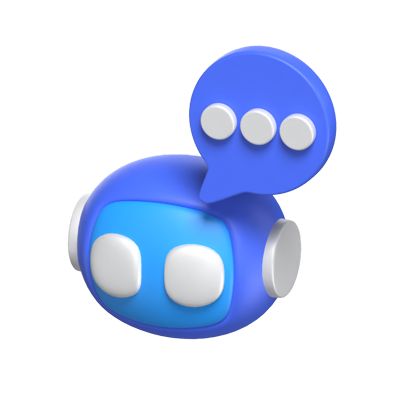 3D Chat Bot Icon Model Illustrated With A Bubble Chat On A Robot Head 3D Graphic