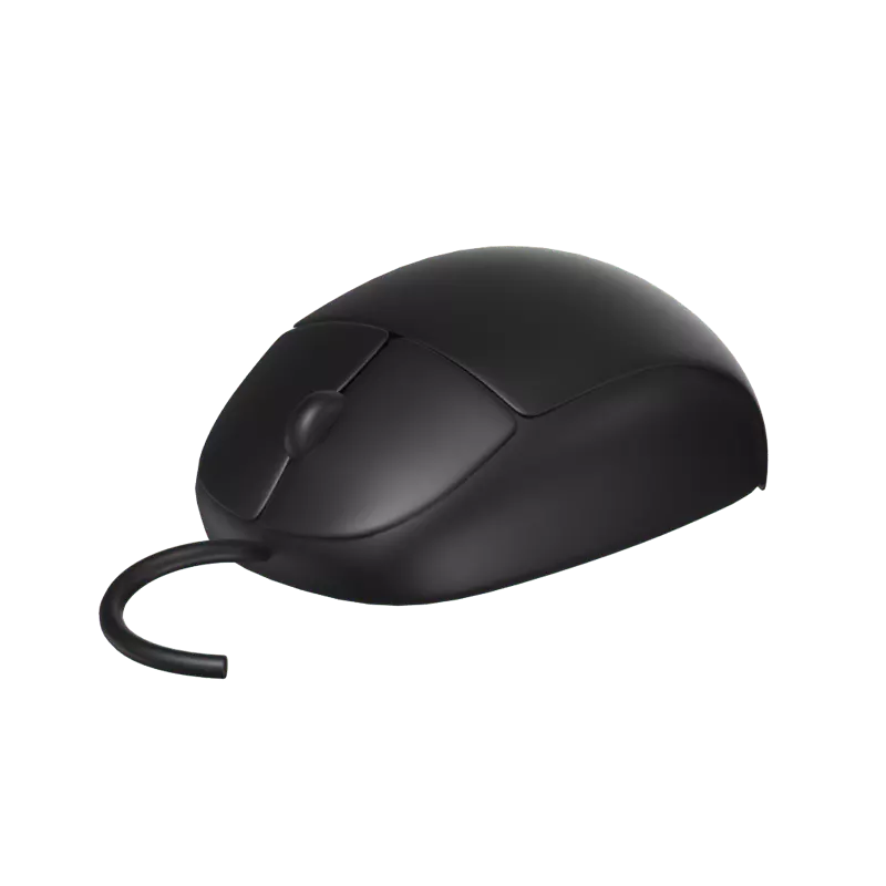 3D Ergonomically Wired Office Mouse 3D Graphic