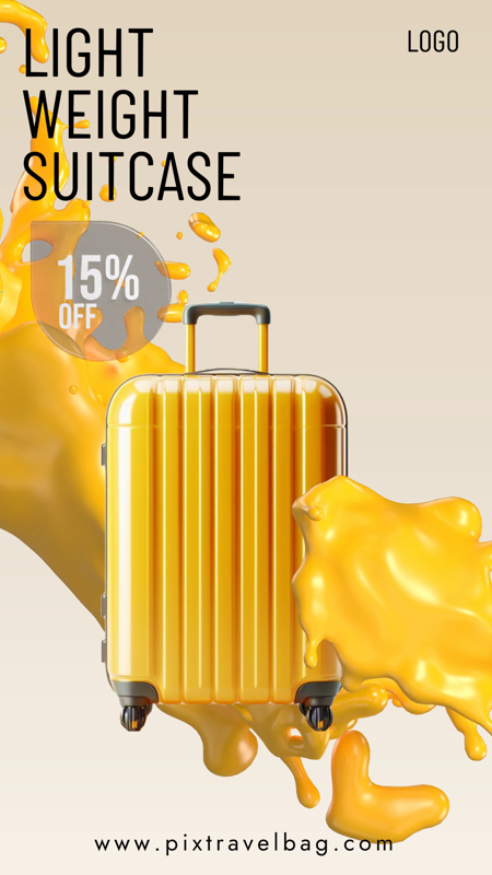 Travel Suitcase Promotion With 3D Splashed Liquid