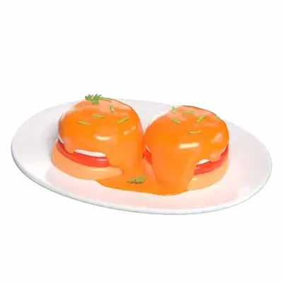 Two Eggs Benedict 3D Breakfast 3D Graphic