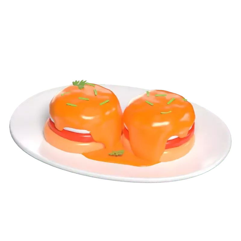 Two Eggs Benedict 3D Breakfast 3D Graphic