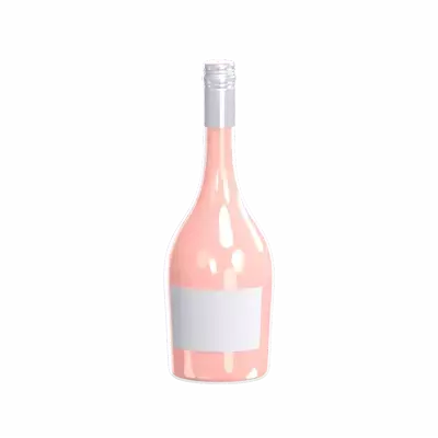 3D Wine Bottle Long Neck With Silver Cap