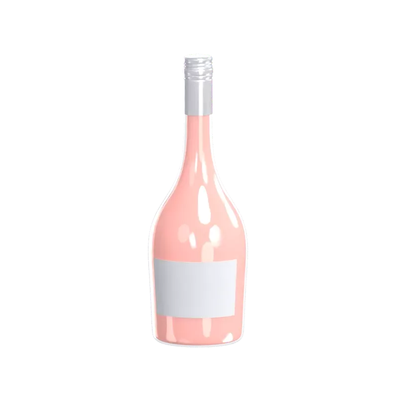 3D Wine Bottle Long Neck With Silver Cap 3D Graphic