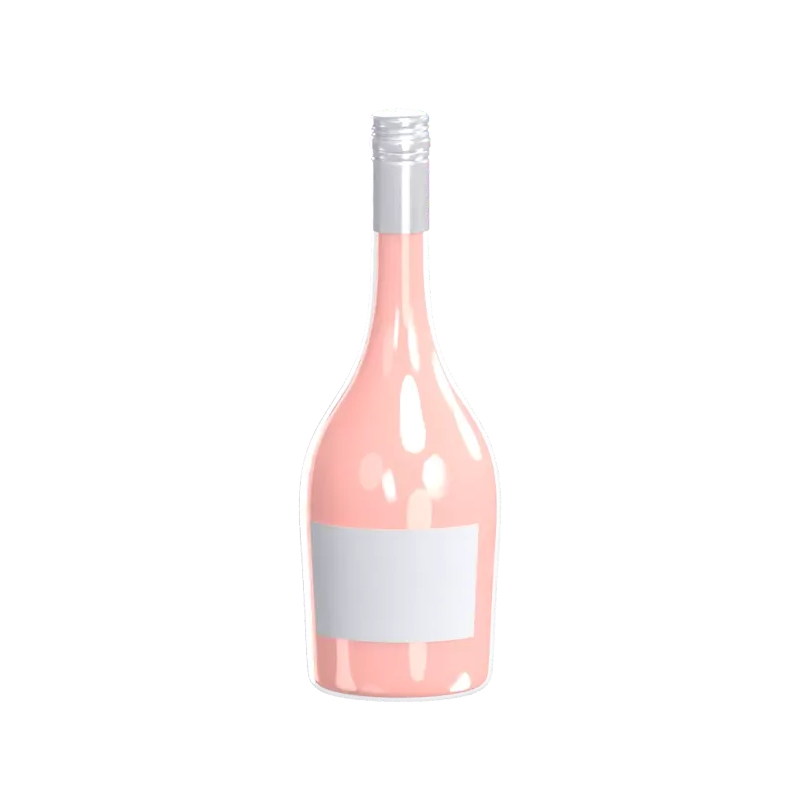 botella de vino 3d de cuello largo con tapón plateado 3D Graphic