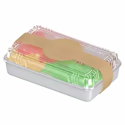 3D Rectangle Food Container With Paper Label 3D Graphic
