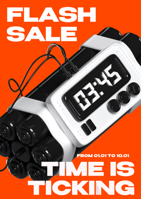 Flash Sale Bomb Time Is Ticking Modern Minimal Banner 3D Template