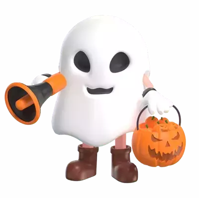 Halloween Ghost With Candy Basket 3D Graphic