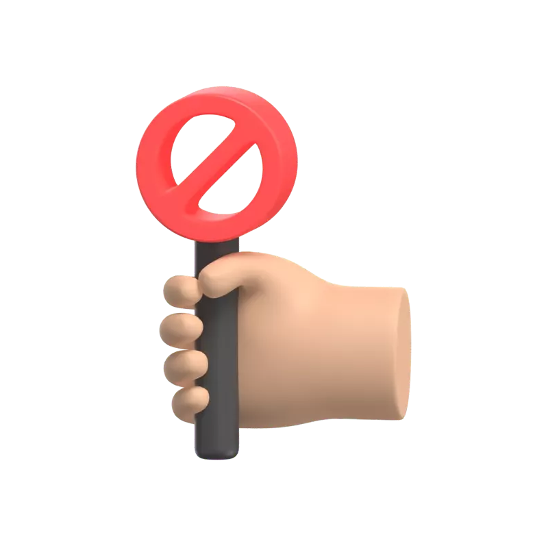Refugee Prohibition Stick Sign Held By Hand 3D Icon Model  3D Graphic