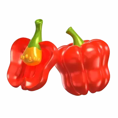 Two 3D Pepper Models Closed And Sliced 3D Graphic