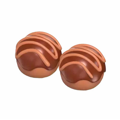 3D Two Chocolate Balls 3D Graphic