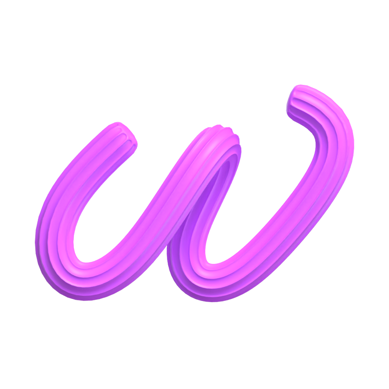 W   Letter 3D Shape Creamy Text