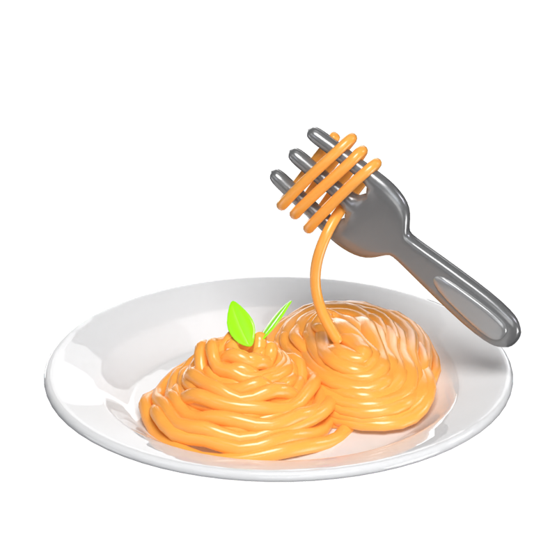  3D Pasta Con Tenedor Elegancia Italiana