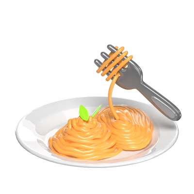  3D Pasta With Fork Italian Elegance 3D Graphic