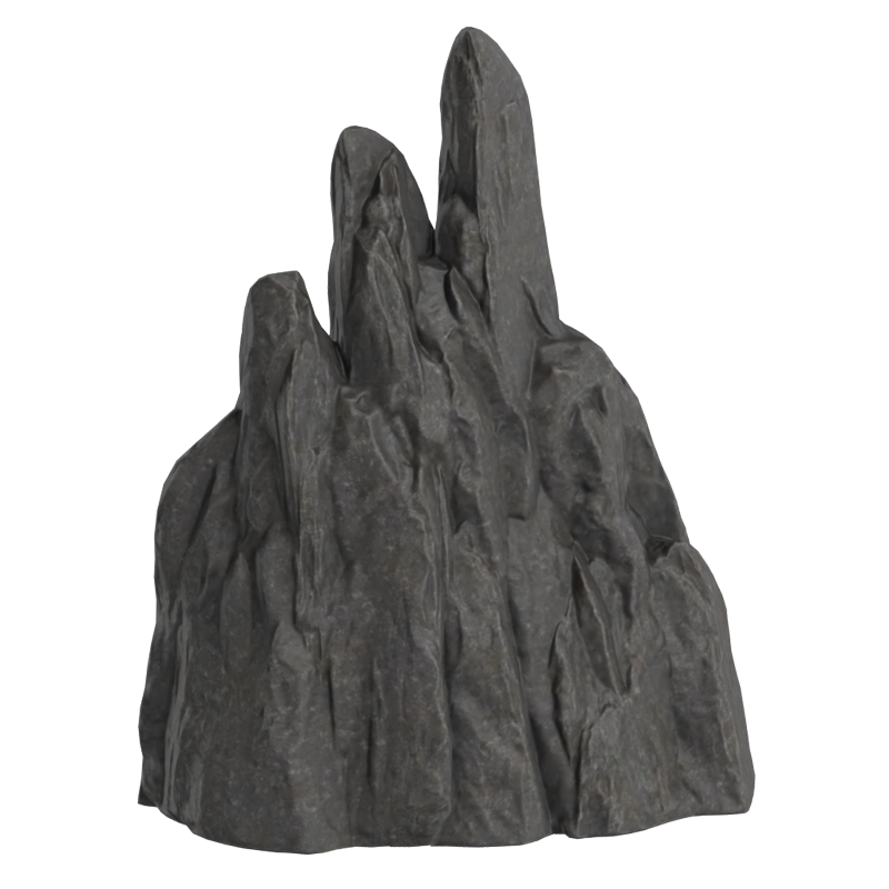 Realistic Rock 3D Model With Three Spikes On Top 3D Graphic