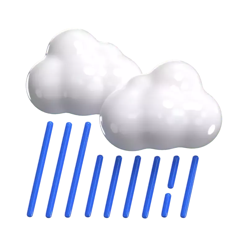3D Heavy Rain With Two Clouds Model  3D Graphic