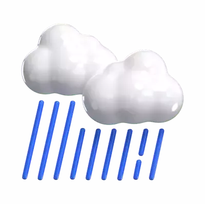3D Heavy Rain With Two Clouds Model  3D Graphic