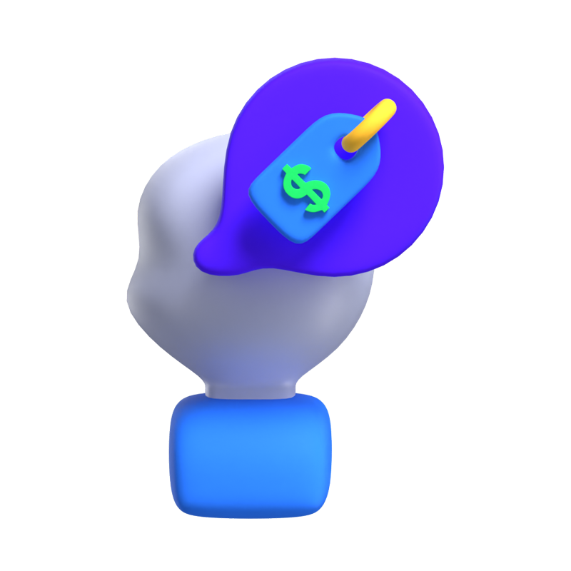 Shopping Mindset 3D Icon Model With Price Tag 3D Graphic