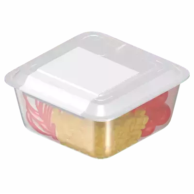 3D Big Square Food Container With Sticker Label 3D Graphic