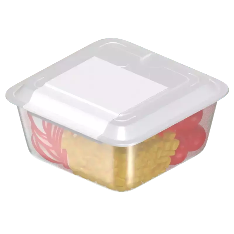 3D Big Square Food Container With Sticker Label 3D Graphic