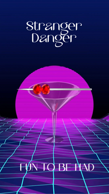 Cocktail Bar Lounge Events Promotion Drinks With Retrowave Style 3D Template