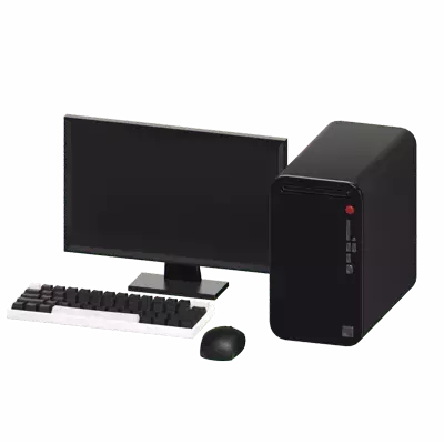 3D Full Set Computer With Keyboard And Mouse 3D Graphic