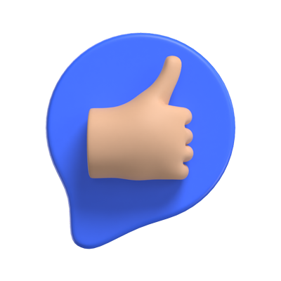3D Like Icon Illustrated With Thumb On A Bubble 3D Graphic