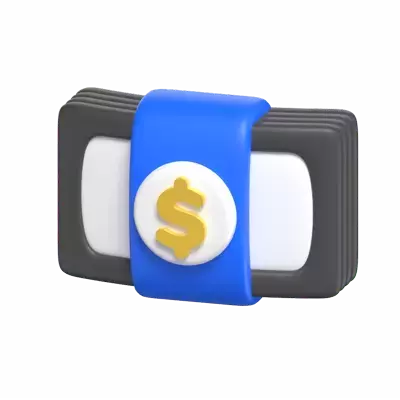 3D Bent Money Bundle mit blauem Band 3D Graphic