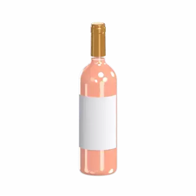 3D White Wine Elegant Bottle With Normal Cap 3D Graphic
