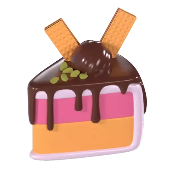 Birthday Slice Wafer Cake 3D Graphic
