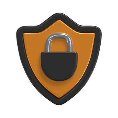 3D Secure Shield And Padlock 3D Graphic