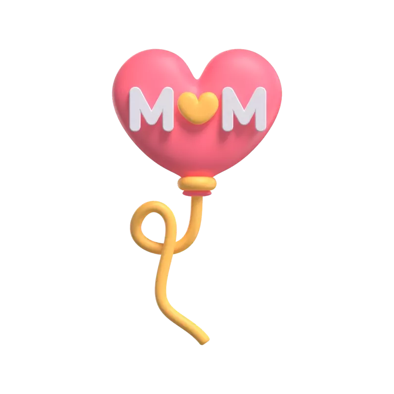 3D Heart Shaped Balloon For Mom 3D Graphic