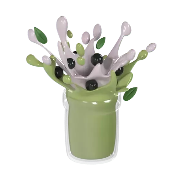 Matcha Milk Bubble Tea 3D Graphic