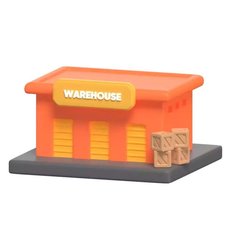 3D Warehouse For Storing Delivery Boxes 3D Graphic