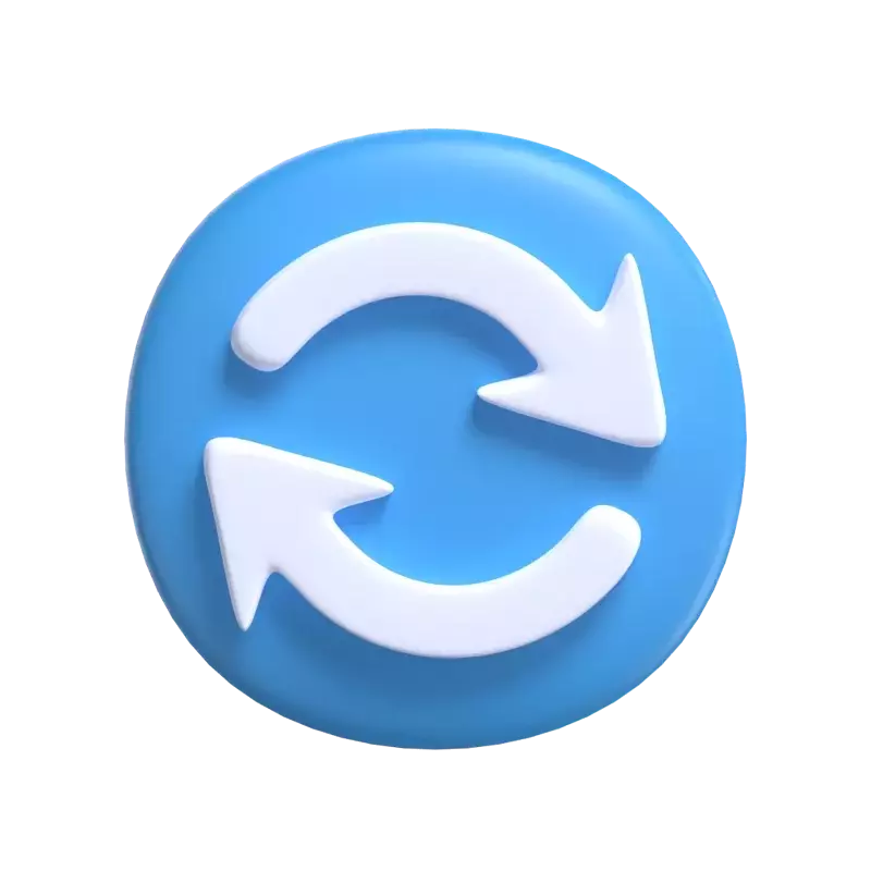 3D Sync Icon Model Two Bended Arrows 3D Graphic
