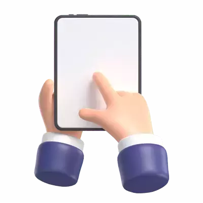 Finger Tapping On Tablet Portrait Screen 3D Graphic