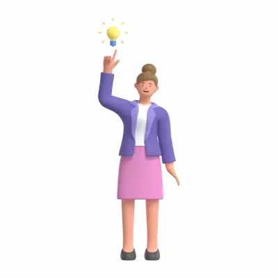 Business Woman With Bulb 3D Illustration