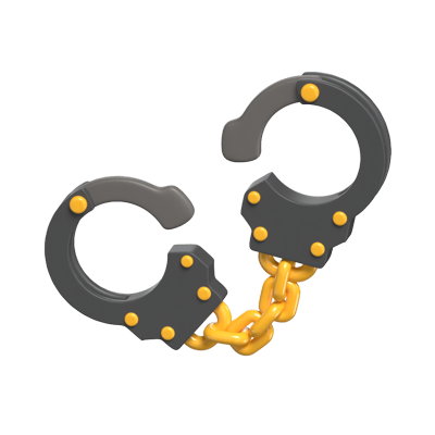 Handcuffs 3D Icon Model For Handling Law Breaker 3D Graphic