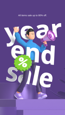 Year End Sale Discount Announcement 3D Template