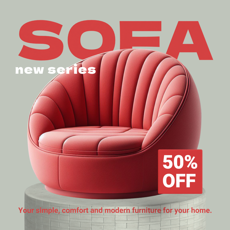 Advertising Design for Sofa Product with Minimalist and Simple Style 3D Template