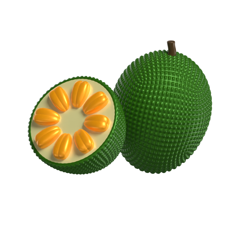 3D Jackfruit Model Whole Fruit And A Sliced One 3D Graphic